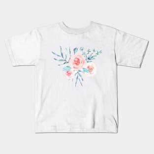 Pink Watercolor Rose Kids T-Shirt